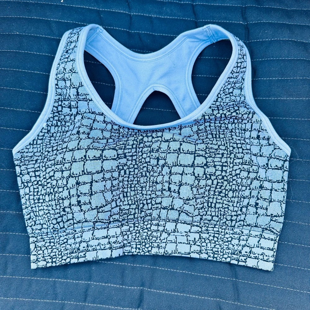 Gray Performance Sports Bra with Racerback Design
